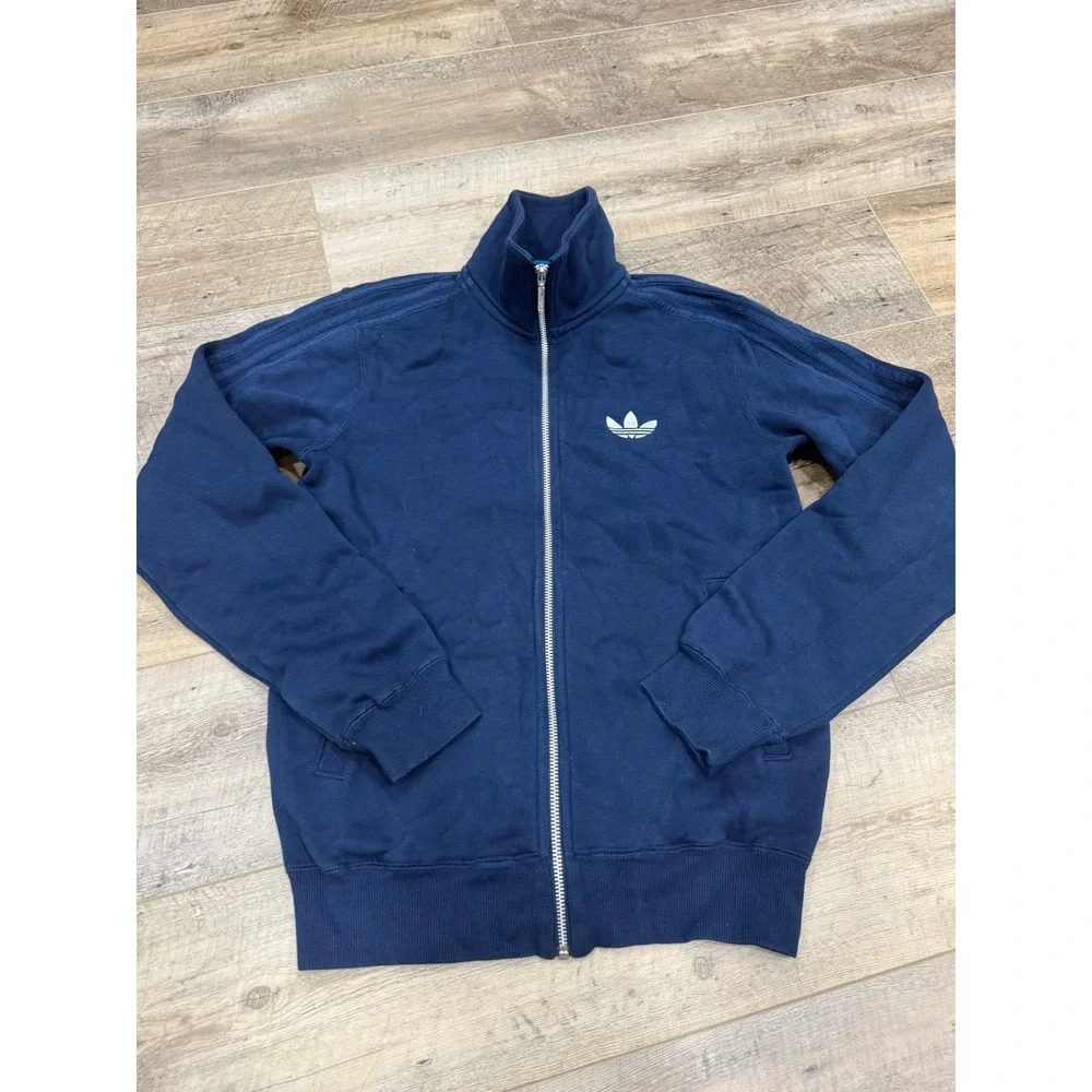 Adidas Originals Navy Blue Full Zip Track Jacket Trefoil Logo Small